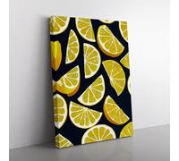 Sliced Lemon Fruit Pattern Canvas Wall Art Print Ready to Hang, Framed Picture for Living Room Bedroom Home Office Décor, 76x50 cm (30x20 Inch)