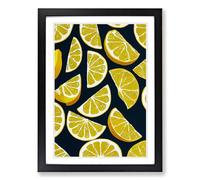 Sliced Lemon Fruit Pattern Framed Print | A2 Black Framed Wall Art | Ready to Hang | Modern Food Picture | Living Room Bedroom Lounge Office