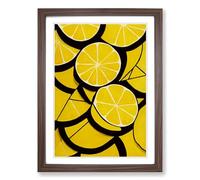 Sliced Lemon Fruit Suprematism Framed Print | A2 Walnut Framed Wall Art | Ready to Hang | Modern Food Picture | Living Room Bedroom Lounge Office