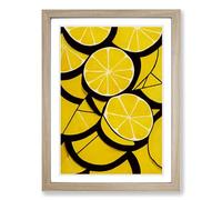 Sliced Lemon Fruit Suprematism Framed Wall Art Print A2 Oak