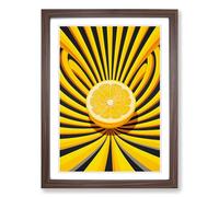 Sliced Lemon Op Framed Wall Art Print, Ready to Hang Picture for Living Room Bedroom Home Office, Walnut A2 (48 x 66 cm)
