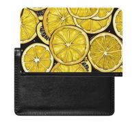 Sliced Lemon Wallpaper Passport Holder with 3 Card Slots, Portable PU Leather Travel Wallet, Slim Protective Cover for Passport, ID, Credit Cards