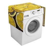 Sliced Lemon Wallpaper Washing Machine Cover with Storage Pockets, Dust-Proof Washer And Dryer Top Protector Covers, Durable Fridge Dust Cover for Kitchen Appliances