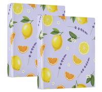 Sliced Lemons Three Ring Binder 1.5 Inch, D Ring Binders with Pockets Decorative Binders for School College or Office (2 Pack)