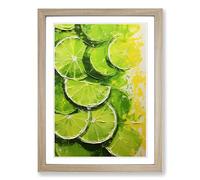 Sliced Lime Gestural Framed Print | A2 Oak Framed Wall Art | Ready to Hang | Eclectic Historical Picture | Living Room Bedroom Lounge Office