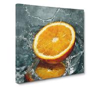 Sliced Orange Fruit Canvas Print | Gallery Wrapped 30mm Frame Wall Art | 20x20 inches | Ready to Hang | Modern Still Life Picture | Living Room Bedroom Lounge Office