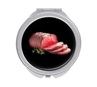 Sliced Rare Roast Beef Compact Travel Makeup Mirror Portable Mini Pocket Mirrors for Purse Pocket 1X/2X Magnification