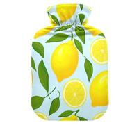 Sliced Yellow Lemons Light Blue Hot Water Bottles with Soft Cover Hot Water Bag for Hot and Cold Compress Medium