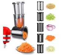Slicer Shredder Attachment for KitchenAid Stand Mixer - Cheese Grater, Vegetable Slicer, Salad Maker, Food Chopper - Grater & Shredder Accessories for KitchenAid Mixer with 5 Blades by MMOBIEL