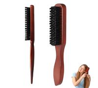 Slick Back Brush Set,Hair Massage Smoothing Bristle Comb Sleek Teasing Shear Tools,Plastic Slick Rat Tail Comb Double Sided Edge Brush,for Trimming and Combing (Brown-Pack of 2)