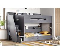 Slick Staircase Bunk Bed with Storage Flair Grey Single