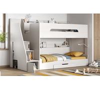 Slick Staircase Bunk Bed with Storage Flair White Single