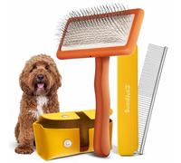 Slicker Brush for Dogs - Goldendoodle Brush with Poodle Comb and Cases Included - Goldendoodle Must Haves Grooming Tools - Designed for Doodles, Labradoodles, Bernedoodles - Medium - Orange