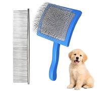 Slicker Brush for Dogs, Large Long Pin Dog Brush for Cockapoo Cavapoo Doodles Poodles Goldendoodle Labradoodle, 2 PCS Large Pet Comb and Grooming Brush, Handle (Blue)