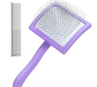 Slicker Brush for Dogs Professional Dog Slicker Brush for Grooming Pet Hair Long Pin with Comfort Handle Removes Loose Undercoat and Tangles for Dog Cat for Shedding