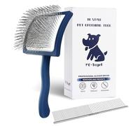 Slicker Dog Brush & Comb Grooming Kit for Goldendoodles & Poodles, 1.1'' Extra Long Pin, Gentle Detangling & Dematting for Long Haired Dogs, Reduces Shedding