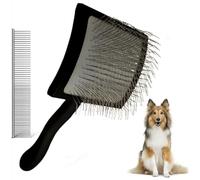 Slicker Dog Brush with Wooden Handle, Slicker Brush Professional for Easy Removes Undercoat, Knots & Tangles, Extra Long Needle Slicker Brush for Poodle, Poodle, Teddy, Cockapoo, Long-Haired Dogs
