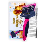 Slicker Dog & Cat Grooming Brush with Dual-Flex Head - Flexible Deshedding Tool & Finishing Comb for Tangle-Free Grooming | Ideal for Poodles, Doodles, Labradoodles, Cockapoos & Cats