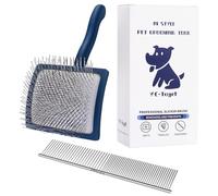 Slicker Dog Grooming Brush and Comb for Goldoodle Poodle Doodle- Hair Pin Brush- Long Haired Dog Brush- Good For Daily Brushing- Detangle & Undercoat- Work fast and Save Time
