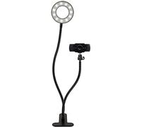 Slide 1080P HD Webcam with Portable Ring Light and Clamp-on Stand, Streaming Camera with Mic, 30 FPS, 30 Light Modes, 2 Flexible Arms, Secure Clamp, Includes Sliding Lens Cover and USB Cable