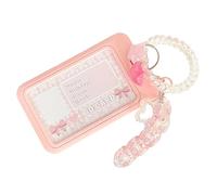 Slide Action Card Cover with Keyring Attachment Waterproof Clear Protector Sleeve for Backpack Purse Charm Protector