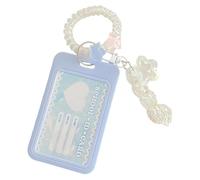 Slide Action Card Cover with Keyring Attachment Waterproof Clear Protector Sleeve for Backpack Purse Charm Protector