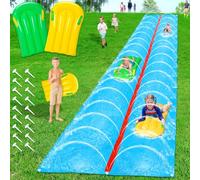 Slide and Glide, 30ft x 6ft Lawn Water Slide with 2 Inflatable Boards, Dual Lane Water Slides with Built-in Sprinkler for Big Kids Ages 8-12
