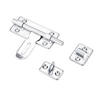 Slide Bolt Gate Latch Lock Heavy Duty Solid Stainless Steel Chrome Finish Door Gate Lock with Padlock Hole Outdoor Garage Door Security 4in Durable Security Lock gate Latch gate Lock