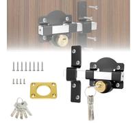 Slide Gate Latch Bolt, 50mm/2" Long Throw Gate Lock, 304 Stainless Steel Both Side Lock Door with Rear Double Locking for Yard，Garden Doors/Gates Supplied 5 Keys,Black