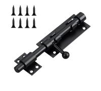 Slide Gate Latch Bolt Safety Door Lock with Padlock Hole 160MM Length, 16MM Dia Bar, Door Lock Bolts for Bathroom, Toilet, Shed, Garden, Bedroom - Door Latch Slide Bolts Lock with Screws Black