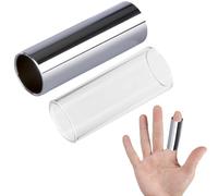 Slide Guitar Set, Guitar Slide, 2 Pieces Stainless Steel Slide Set, Bottleneck Guitar, Metal Guitar Slides Set, Guitar Steel Slide Stainless Steel Metal, for Guitar Bass and Other Instruments, 60 mm