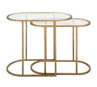Slide Nesting Side Tables - Brass & Glass