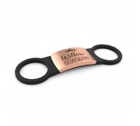 Slide ON Collar Steel with Elastic Band Silicone Engraving ID Name Band DISC Personalised PET Dog CAT TAG-Laser ENGRAVE (S-(MAX 1.8cm Collar Width), Rose Gold Tag with Black Band)