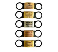 Slide ON Collar Steel with Elastic Silicone Band Engraving Rectangle ID Name Band DISC Personalised PET Dog CAT TAG-Laser Engraving (M-(1.8cm-4cm Collar Width), Silver Tag-White Silicone Band)