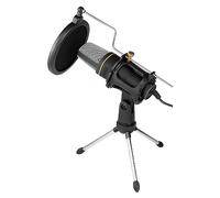 SLIDE Podcasting Kit with Omni-Directional Condenser Mic, Shock Mount, Acoustic Pop Filter, and 180-Degree Mini Tripod|Use with Computers, Cameras, and Smartphones|Live Streaming, Gaming, Interviews