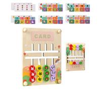 Slide Puzzle, Cartoon Animal Logic Game Slide Puzzle Wooden, Early Education Sorting Sensory Toy Four-Color Double-Sided Chess Board For Friends Family