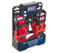 Slide Ratchet Tie Down 32mm x 3m Polyester Webbing with S-Hooks 1200kg Breaking