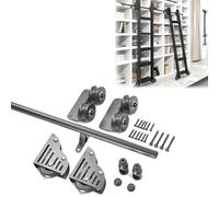 Slide Roller System Mobile Ladder Tracks Rail, Retractable Rolling Library Ladder Hardware Kit, Heavy Duty Sliding Library Hardware Kit for Library/Loft/Office/Home, Easy Access and Storage