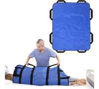 Slide Sheet with Handles 120×100cm, Patient Transfer Slide Sheet for Bed, Positioning Bed Pad for Elderly & Disabled, Aids for Turning, Repositioning & Lifting (Blue)