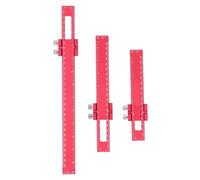 Slide Stop Woodworking Ruler, Aluminum Alloy Measuring Tool with 6 8 12 Inch Scribing Rule for Woodworking Projects, Red