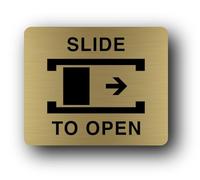 Slide to open instruction Sign - 11.0x9.5cm Brushed Aluminium