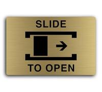 Slide to open instruction Sign - 29.0x19.0cm Brushed Aluminium