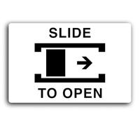 Slide to open instruction Sign - 29.0x19.0cm Brushed Aluminium