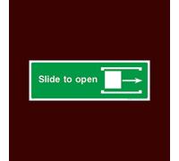 Slide to open Right Sticker/Self Adhesive Sign - Fire, Push Bar/Pad, Disabled Fire Exit, Assembly, Break Glass, Lift - (EE17)