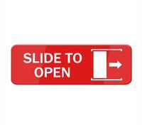 Slide To Open Sign Stickers, 10X3 Inch Acrylic Plaque With Strong Adhesives For Door Office Business Outdoor, White Letters On Red Background