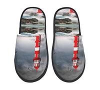 Sliders 3D Lighthouse In The Surf Anti-Skid Cotton Slippers Warm Slippers For Adult Home Trip M
