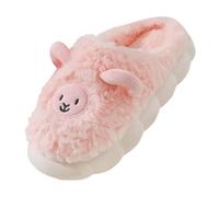 Sliders Cute Cartoon Sheep Slippers for Couples Soft Cozy Indoor Fleece Shoes for Fall and Winter Warm Home Slippers Pink