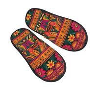 Sliders Mexican Folk Art Boho Printed Anti-Skid Shoes Comfy Cotton Slippers For Home Winter Christmas M