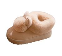 Sliders Slipper Shoes Outdoor Indoor Cute Bunny Ear Thick Sole Closed Back Slides Beige