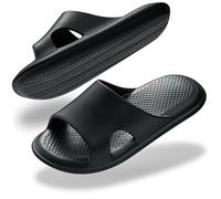 Sliders Women Men Slippers Ladies Lightweight Anti-Slip House Soft Bathroom Shower Quick Drying Summer Sandals Indoor/Outdoor,Black W7(4-5 UK)